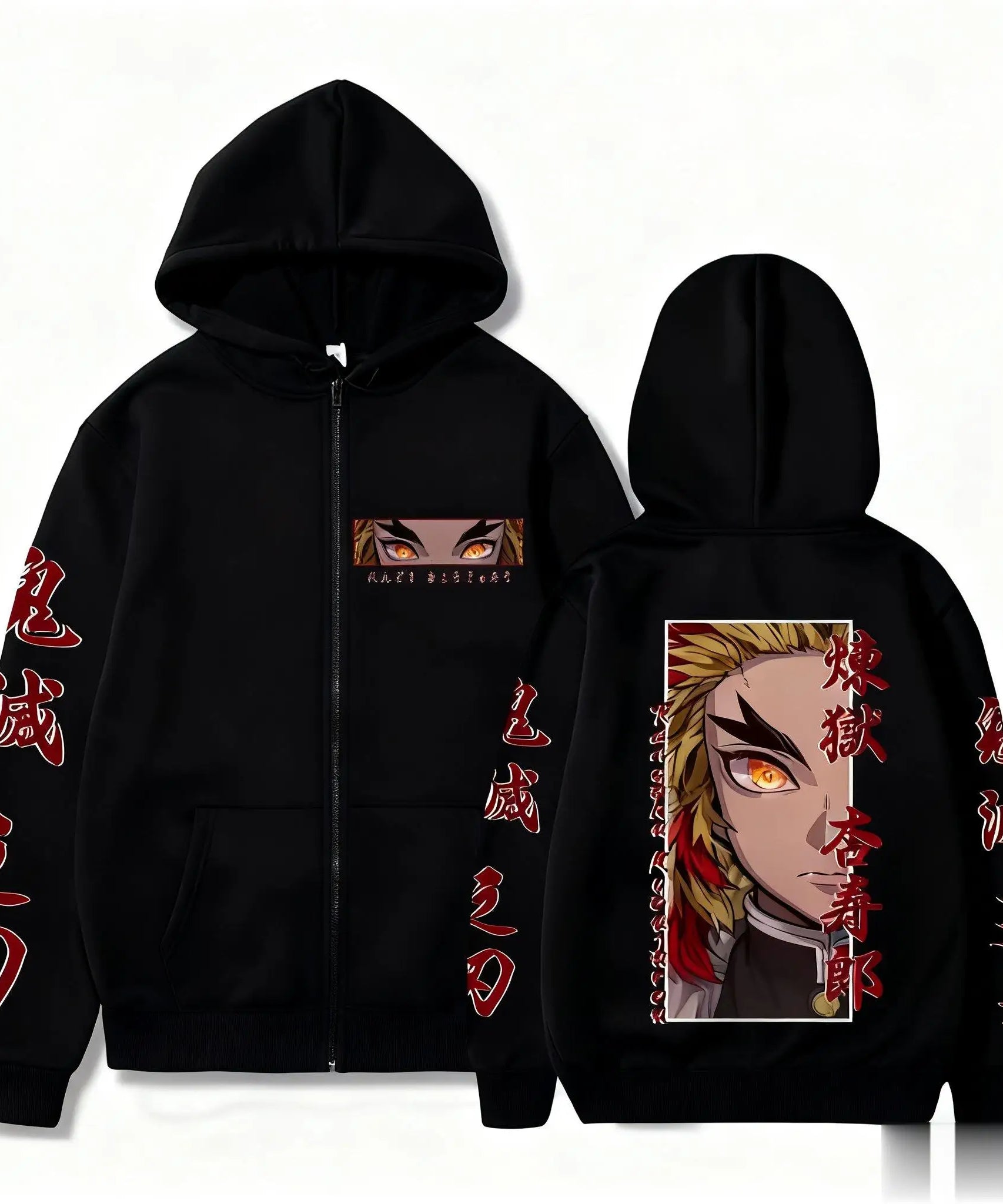 Demon Slayer Zipper Hoodie Women Men Anime Print Jacket Sweatshirt Streetwear Unisex Oversized Casual Cosplay Autumn Fashion Top
