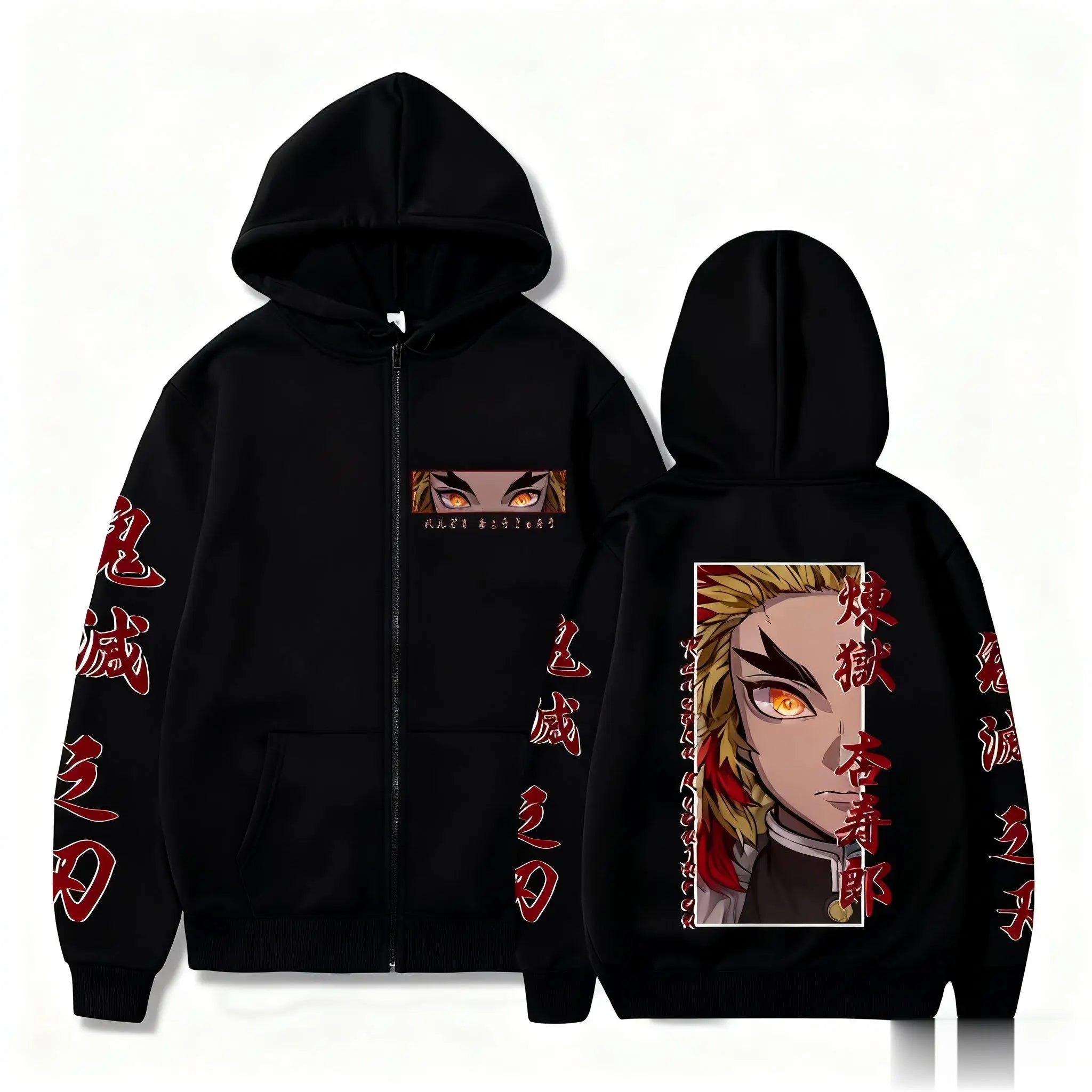 Demon Slayer Zipper Hoodie Women Men Anime Print Jacket Sweatshirt Streetwear Unisex Oversized Casual Cosplay Autumn Fashion Top