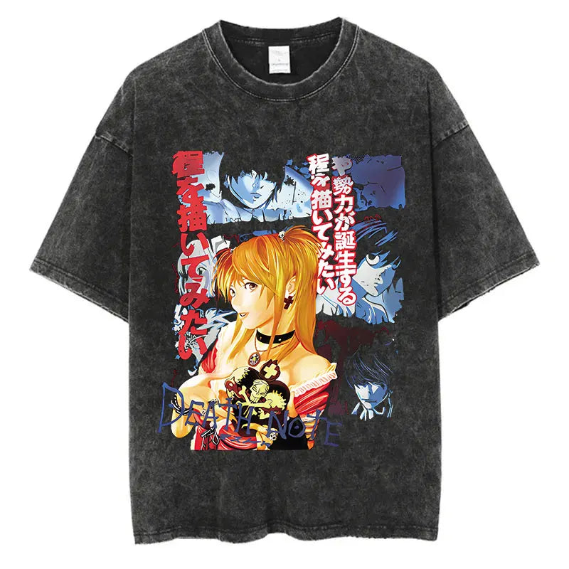 Death Note Oversized Vintage T-Shirt – Anime Streetwear Summer Cotton Tee