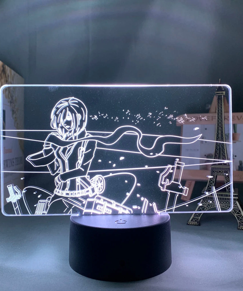 Anime 3D Lamp Attack on Titan Acrylic Luminous Stand Mikasa Ackerman Eren Yeager Action Figure For Kids Children Gifts