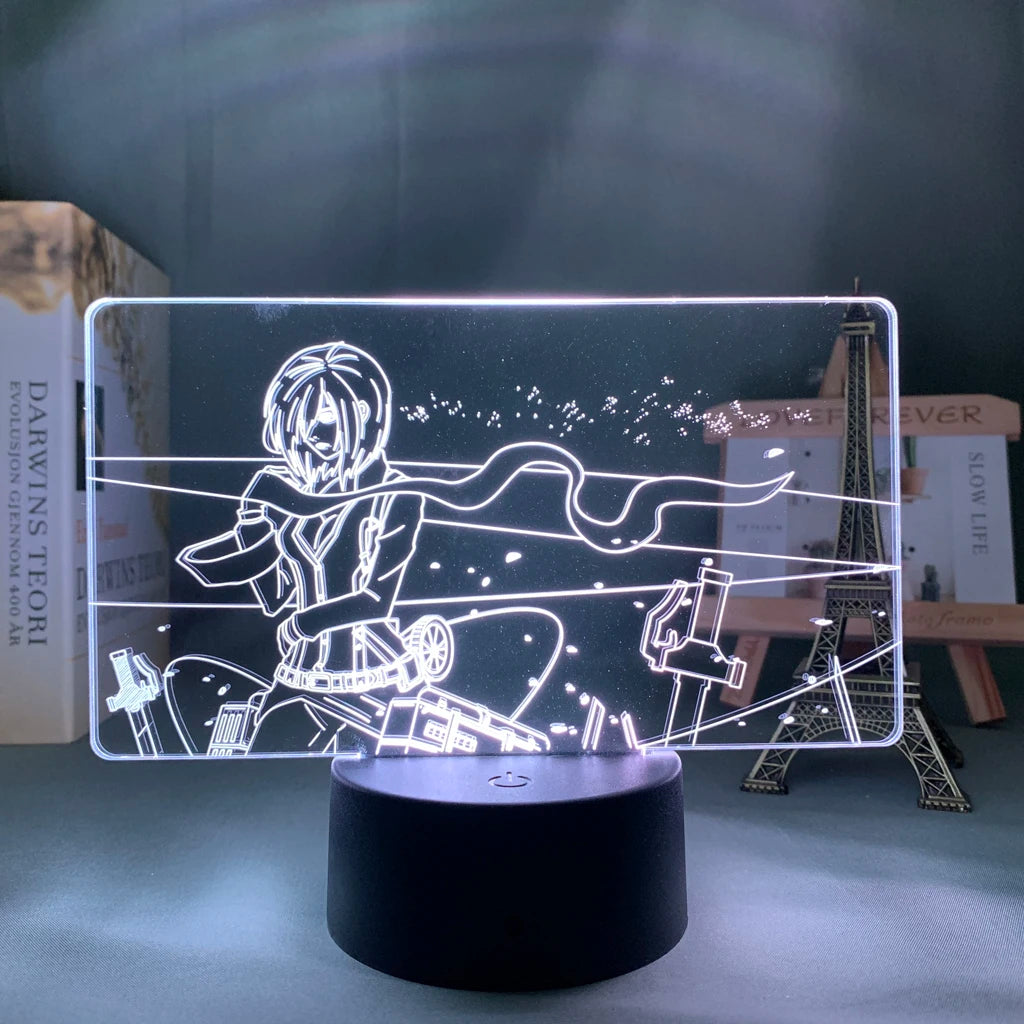 Anime 3D Lamp Attack on Titan Acrylic Luminous Stand Mikasa Ackerman Eren Yeager Action Figure For Kids Children Gifts