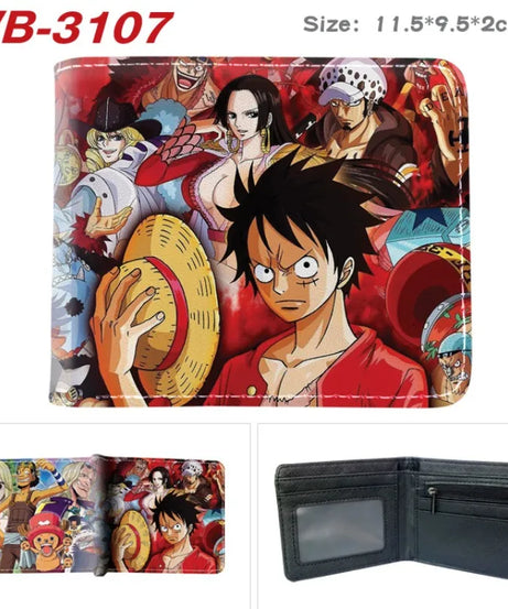 Creative One Piece Anime Peripheral Full-color Wallet One Piece Luffy Printed Coin Purse Folded Short Wallet Card Bag