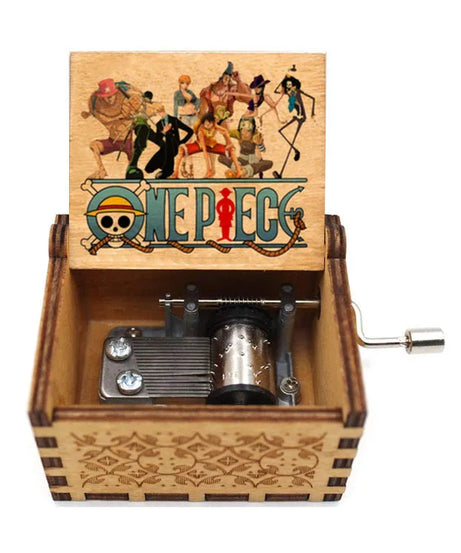 Best Sellers Kawaii Antique Carved Wooden Hand Crank One Piece Music Box Figure Happy Halloween Christmas Birthday