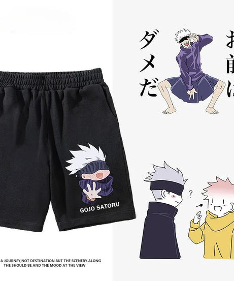 Anime Jujutsu Kaisen Workout Gym Shorts for Men Quick Dry Breathable Casual Athletic Shorts with Pockets Summer Running Short