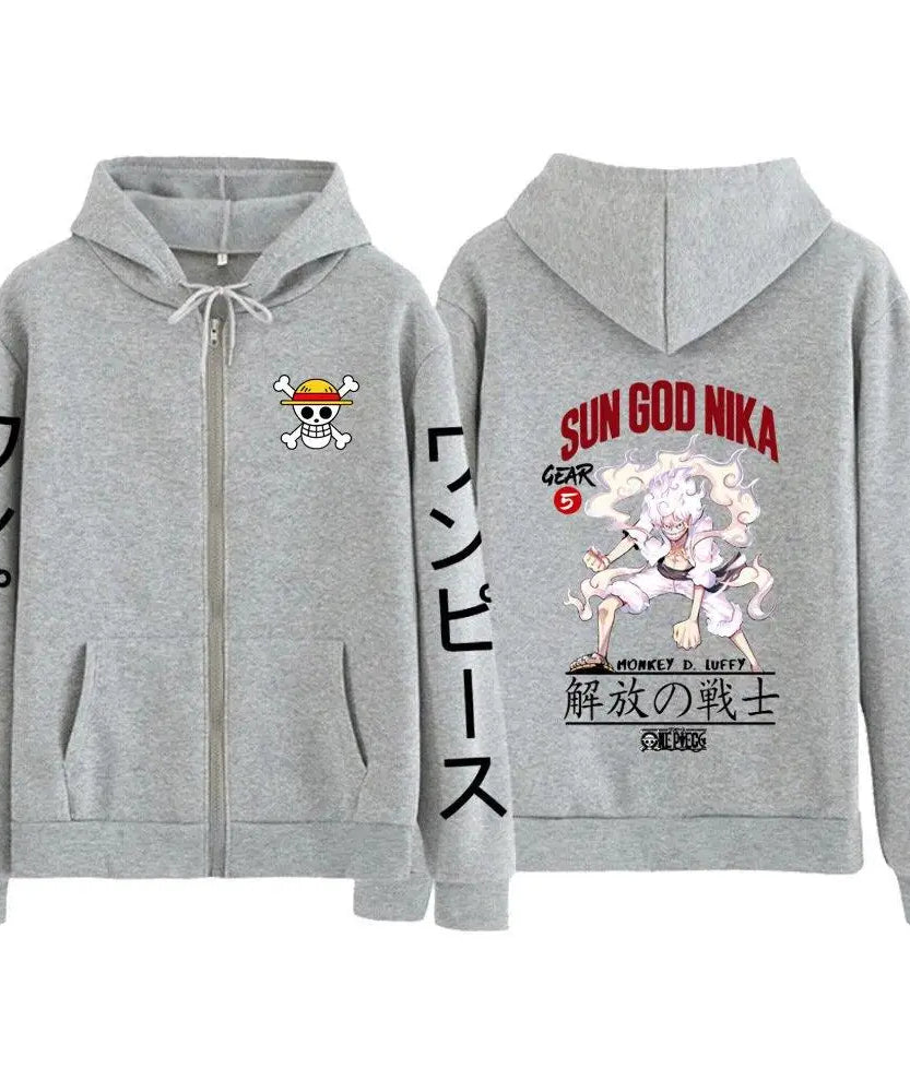 Anime Hooded Jacket One Piece Luffy Men Women Zip Up Sweatshirt Autumn Winter Fashion Graphic Print Streetwear Casual y2k Tops
