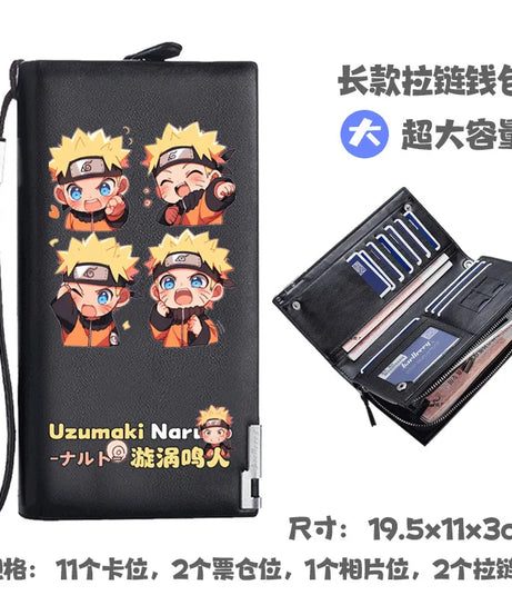 Naruto Uchiha Sasuke Anime Peripheral Zipper PU Wallet Handsome Personality Boy Print Coin Purse Short Card Pack Holiday Gift