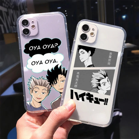 GYKZ Anime Oya Haikyuu Transparent Phone Case for iPhone 13 12 11 Pro XR X XS MAX SE 20 7 8 Plus Soft Cover Coque