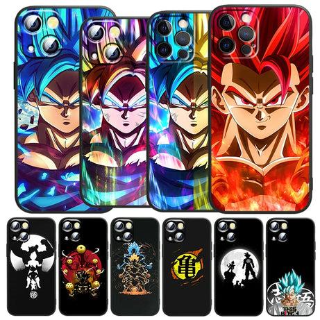 Dragon Ball Z Black Soft Case for iPhone 15/14/13/12/11/XS/X/8/7/SE