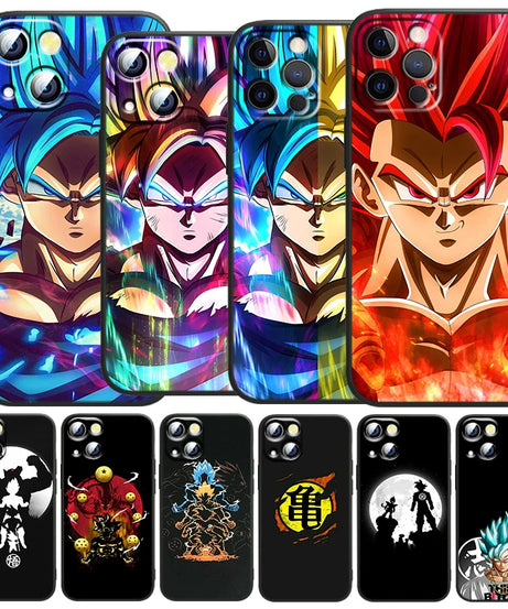 Dragon Ball Z Black Soft Case for iPhone 15/14/13/12/11/XS/X/8/7/SE