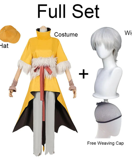 Ukyo Saionji Cosplay Set – Dr. Stone Anime Costume with Wig & Hat (Unisex, Halloween/Comic-Con)