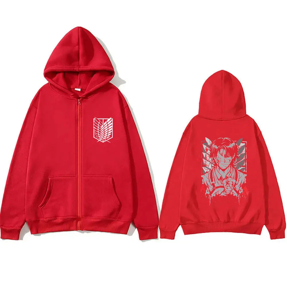 Attack on Titan Captain Levi Graphic Zip Up Hoodie Unisex Oversized Harajuku Jacket 6