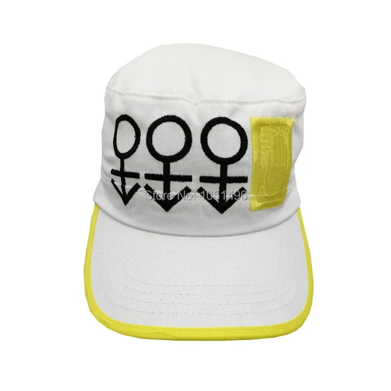 Anime JoJo's Bizarre Adventure Baseball Cap Kujo Jotaro Cosplay Hat White Peaked Cap