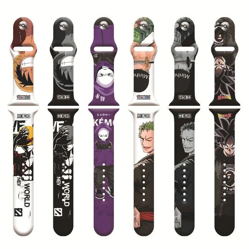 ONE PIECE Luffy Zoro Iwatch Strap Apple Watch Band for Iwatch 7 6 5 4 3 2 1 Se Anime Cartoon Kawaii Bracelet Replace Wristband