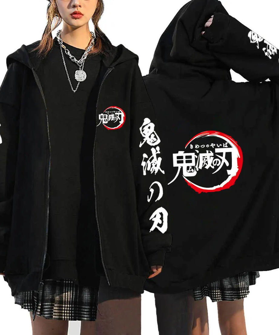 Demon Slayer Zipper Sweatshirts Zip Up Hoodie Anime Hoodies Unisex Hip Hop Streetwear Nezuko Kamado Graphic Y2K Clothes gifts