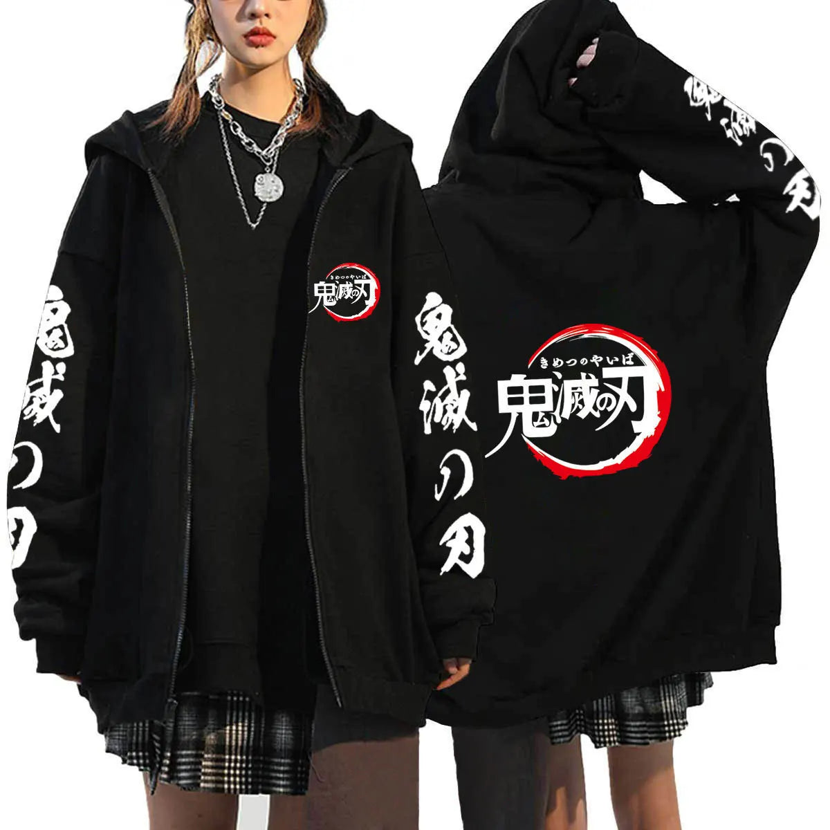 Demon Slayer Zipper Sweatshirts Zip Up Hoodie Anime Hoodies Unisex Hip Hop Streetwear Nezuko Kamado Graphic Y2K Clothes gifts