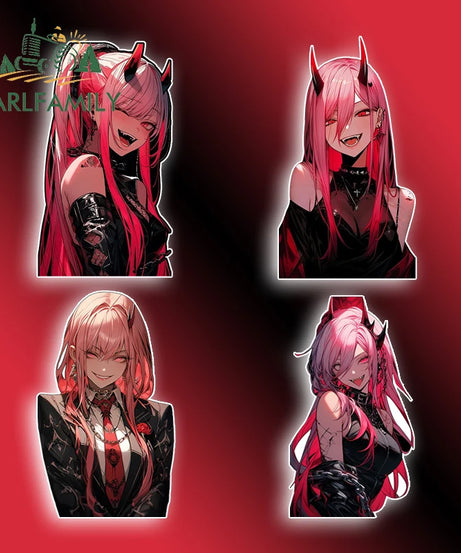 13cm x 7.4cm Zero Two Anime Car Sticker Motorcycle Bumper Funny Laptop Sunscreen Decal Scratch-Proof Fashion Decor