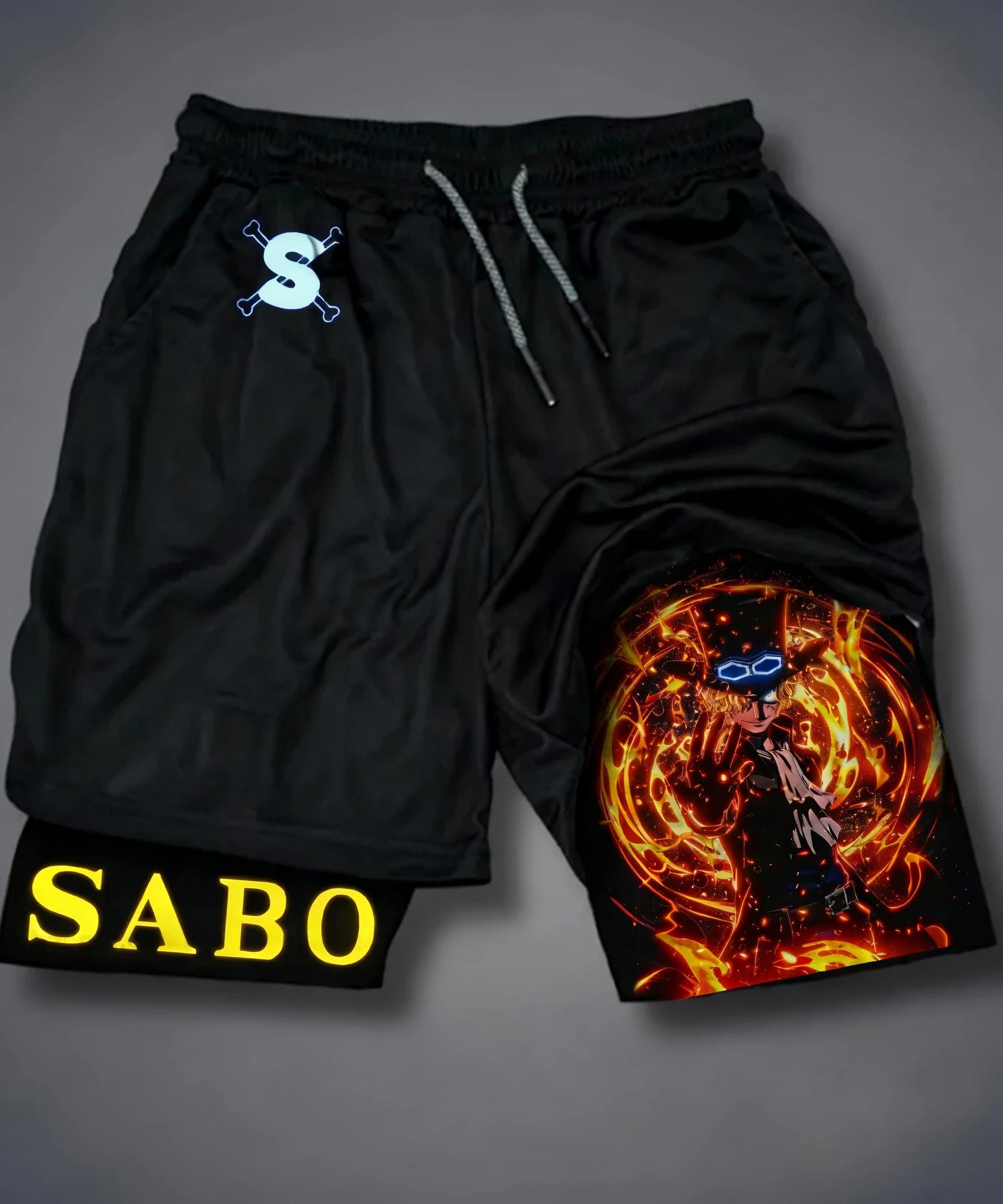 One Piece Anime New Printed 2-in-1 Sports Shorts Summer Street Trendy Fashion Fitness Swimming Hiking Double Layer Shorts