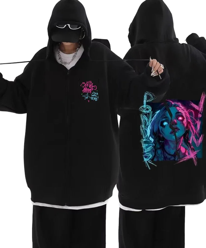 Arcane Jinx Zip Up Jackets Boom Game Lovers Graffiti Hoodies Harajuku Men Women Casual Long Sleeve Sweatshirt Hip Hop Streetwear