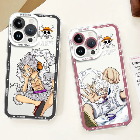 Luffy Gear 5 “Nika” Transparent Case – One Piece iPhone 7–15 Pro Max