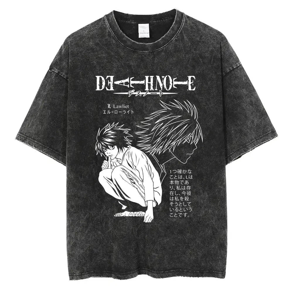 Death Note Oversized Vintage T-Shirt – Anime Streetwear Summer Cotton Tee