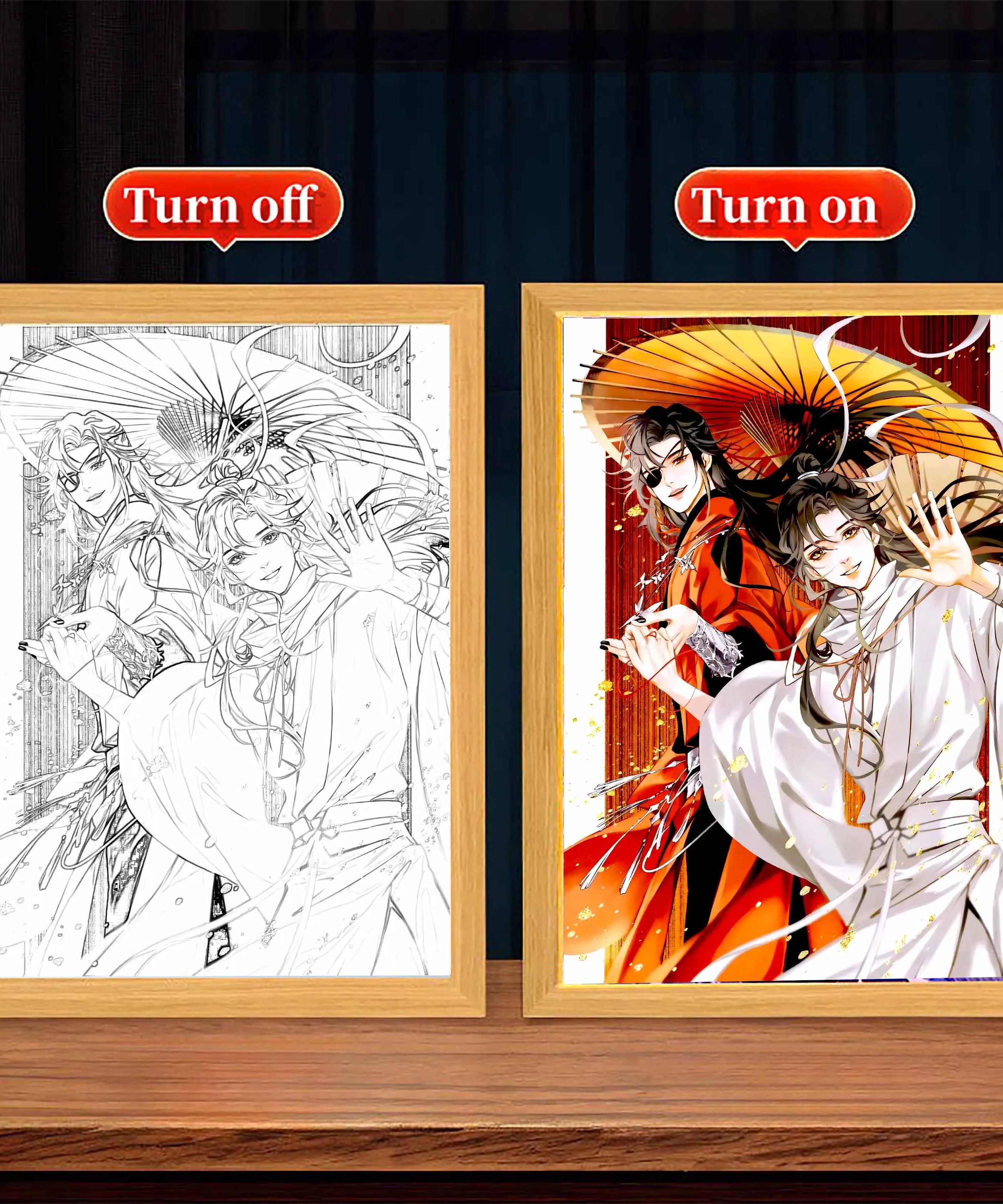 Light Painting Picture Frame Tian Guan Ci Fu Led Night Lights Xielian Huacheng Decor Bedroom Friends Charming Gifts Moon Lamps