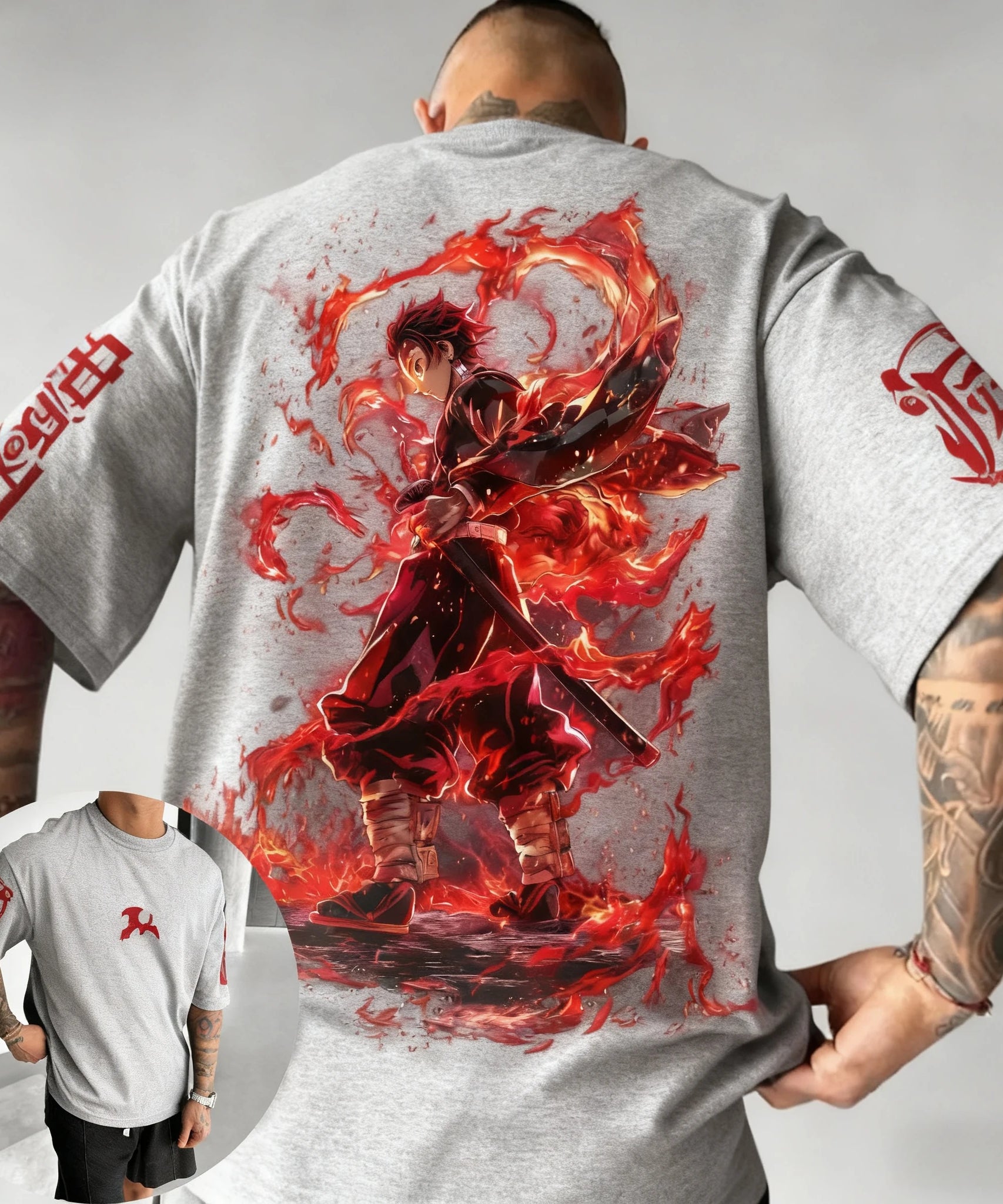 Demon Slayer Anime Co Branded Printed T-shirt Summer New Men's Japanese Harajuku Loose Casual Children's Parent Child Top
