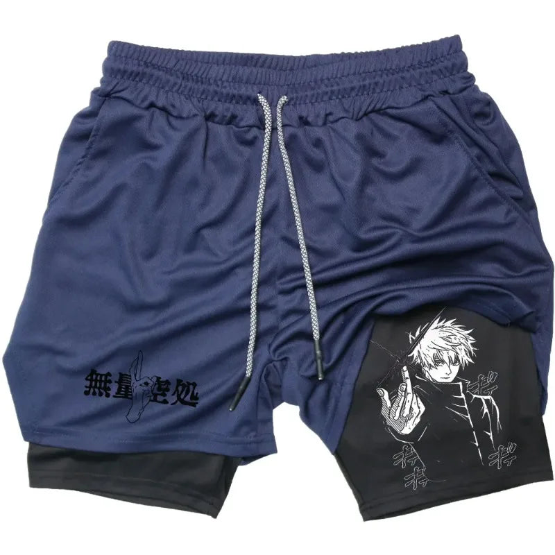 Jujutsu Kaisen Satoru Gojo 2-in-1 Compression Gym Shorts – Quick-Dry Activewear 4
