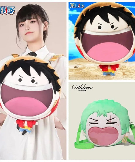ONE PIECE Luffy Zoro Plush Pain Bag  Girl Backpack Peripheral Two-dimensional Storage Backpack Animation Messenger Bag