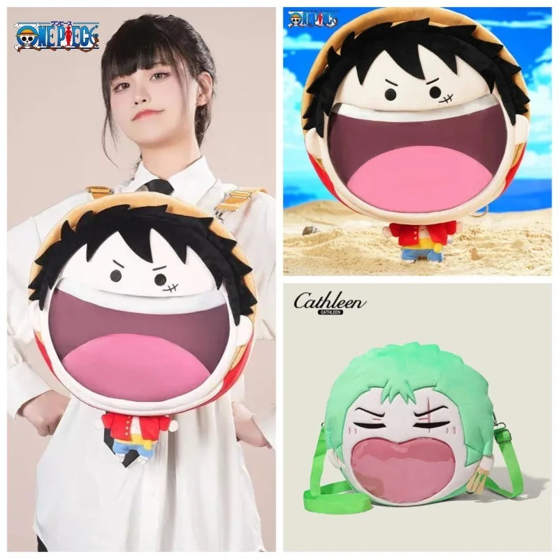 ONE PIECE Luffy Zoro Plush Pain Bag  Girl Backpack Peripheral Two-dimensional Storage Backpack Animation Messenger Bag