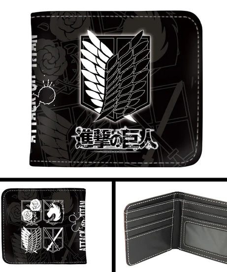 Anime Attack on Titan Short PU Leather Wallet Cute Synthetic Bifold Purse Gift for Manga Fans