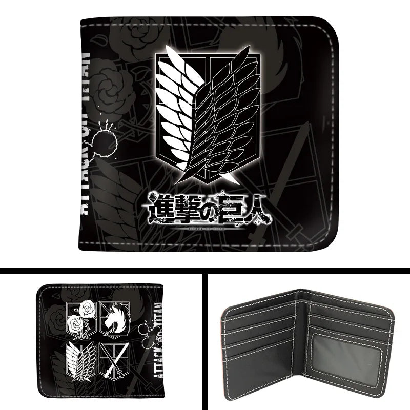 Anime Attack on Titan Short PU Leather Wallet Cute Synthetic Bifold Purse Gift for Manga Fans