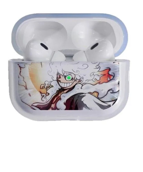 Luffy Gear 5 Glowing eyes One Piece Earphone Phone Case for Apple AirPods 1 2 3 Pro 4 Pro2 2nd Cartoon headset headphone Cover
