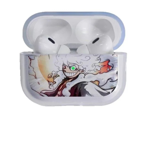Luffy Gear 5 Glowing eyes One Piece Earphone Phone Case for Apple AirPods 1 2 3 Pro 4 Pro2 2nd Cartoon headset headphone Cover