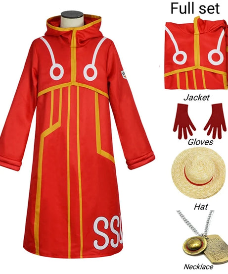 Egghead Island Costume Monkey D Luffy Robe Cosplay Costume 163 Luffy Jacket Coat Hat Outfit Halloween Suit