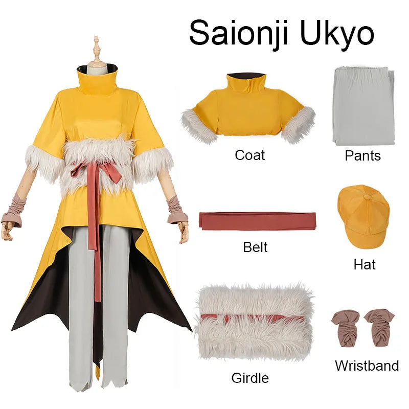 Ukyo Saionji Cosplay Set – Dr. Stone Anime Costume with Wig & Hat (Unisex, Halloween/Comic-Con)