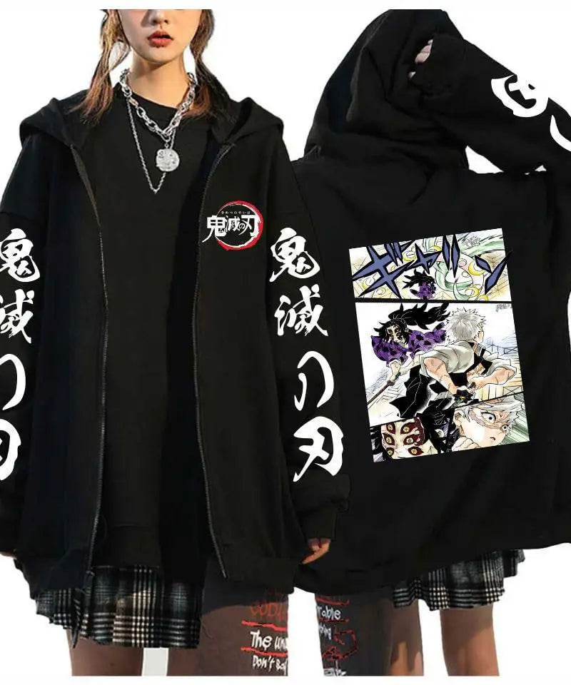Demon Slayer Zipper Sweatshirts Zip Up Hoodie Anime Hoodies Unisex Hip Hop Streetwear Nezuko Kamado Graphic Y2K Clothes gifts