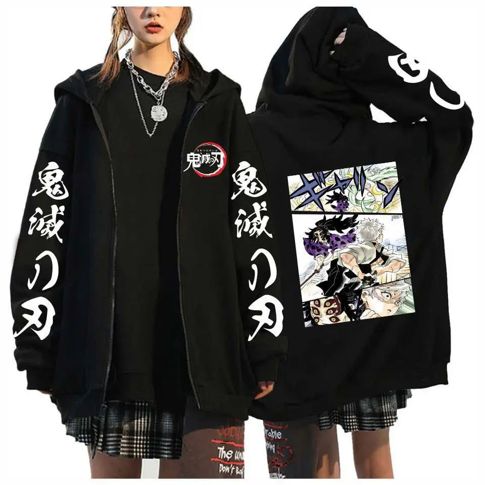 Demon Slayer Zipper Sweatshirts Zip Up Hoodie Anime Hoodies Unisex Hip Hop Streetwear Nezuko Kamado Graphic Y2K Clothes gifts