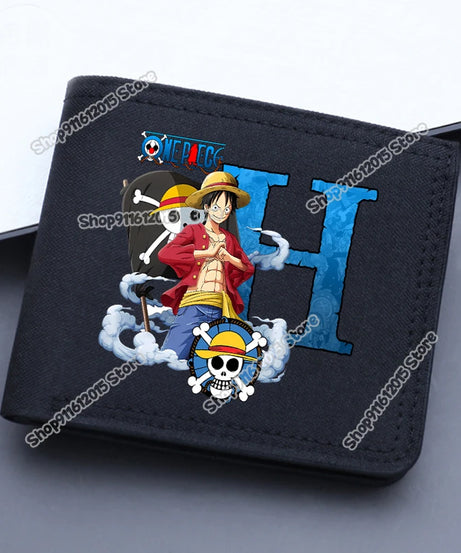 One Piece Letter Men Short Wallet Man Luffy Alphabet Canvas Wallet Man Credit ID Card Holder Anime Foldable Pocket Coin Purse