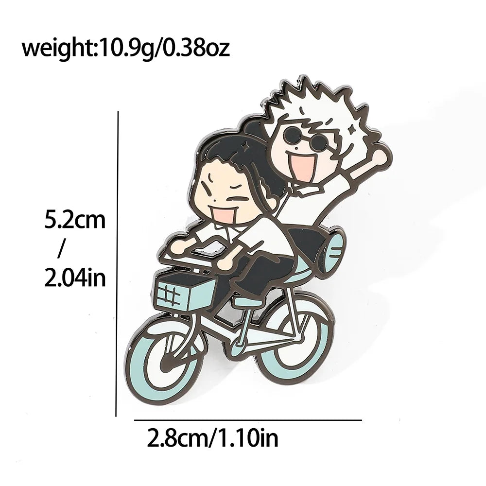 Jujutsu Kaisen Gojo and Geto Suguru Metal Alloy Drip Oil Brooch Cute and Creative Five Pieces of Wu Xia Youjie Brooch Accessorie