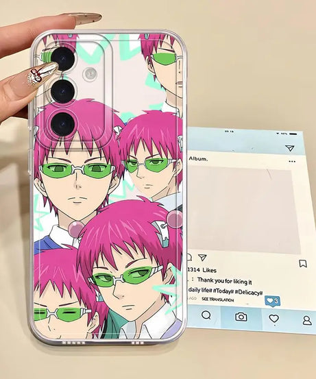 Cute Boy Saiki K-Kusuo Phone Case for Samsung Galaxy A13 A15 A16 A14 A12 A35 A34 A73 A35 A71 A72 A25 A22 Soft Cover