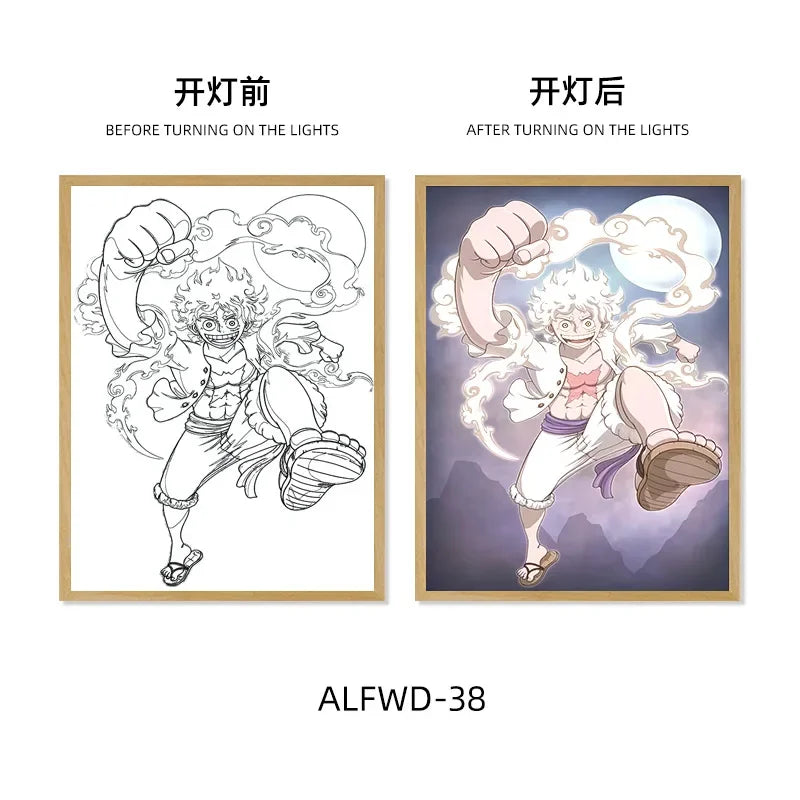 Sun God Nika Luffy Light-Up Frame – One Piece LED Desktop Decor