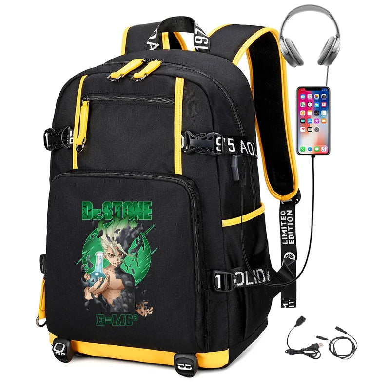 Dr. Stone Anime Backpack – Large Capacity Student & Travel Bag