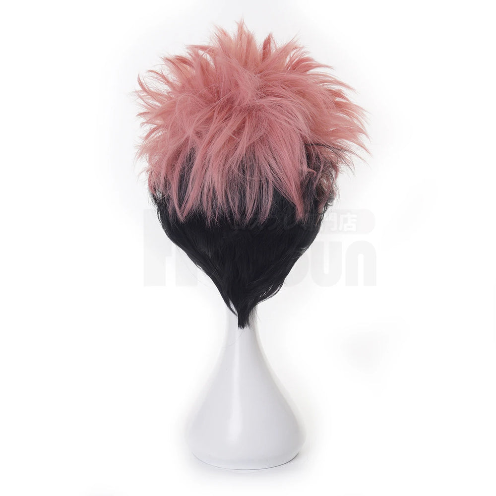 Anime Jujutsu Kaisen Yuji Itadori Cosplay Wig – Spiky Pink & Black Hair 5