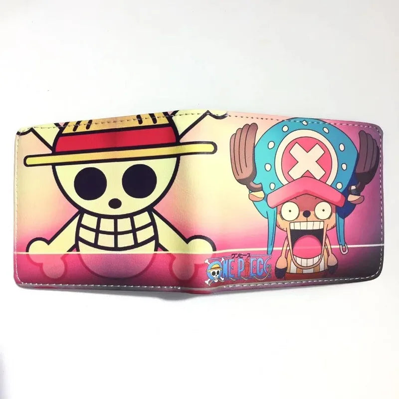 One Piece Anime PU Wallet Zoro Luffy Ace Character Wallet Foldable Portable Multi-Function Card Holder Coin Purse Birthday Gift