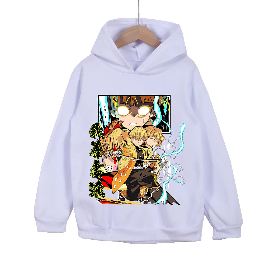 Kids Zenitsu Agatsuma Anime Cotton Hoodie – Pullover Sweatshirt Cosplay Costume 8