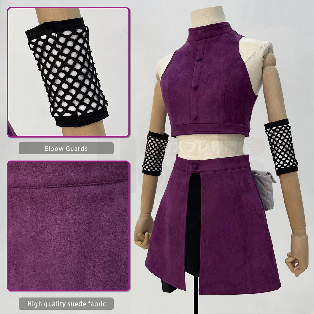 Anime Ino Yamanaka Cosplay Costume – Top, Skirt & Waist Bag Set 2
