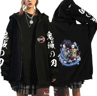 Demon Slayer Zipper Sweatshirts Zip Up Hoodie Anime Hoodies Unisex Hip Hop Streetwear Nezuko Kamado Graphic Y2K Clothes gifts