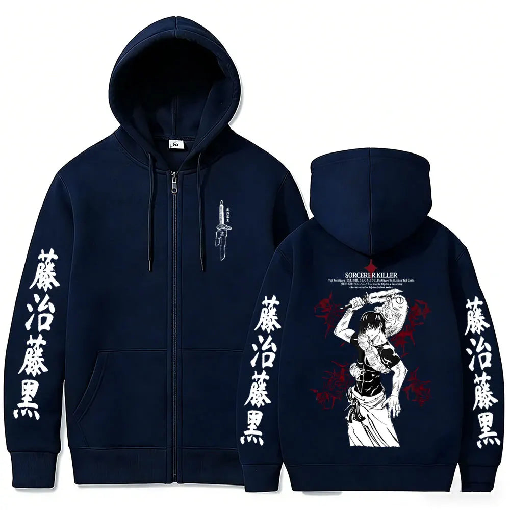 Jujutsu Kaisen Fushiguro Toji Sorcerer Killer Zip-Up Hoodie – Anime Manga Oversized Jacket 8