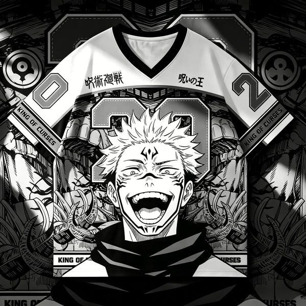 Anime Jujutsu Kaisen Ryomen Sukuna V-Neck T-Shirt – Oversized Hip Hop Jersey Tee