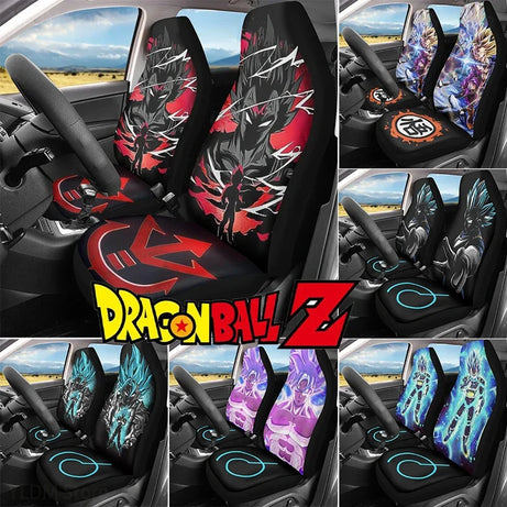 2Pcs Dragon Ball Vegeta Auto Seat Covers Front Seat Breathable Protector Cover Universal Stylish Car Accessories Birthday Gift